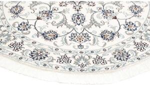 Tappeto Nain Kashmar Medaglione Floreale Avorio Blu Rotondo 140x152 Cm