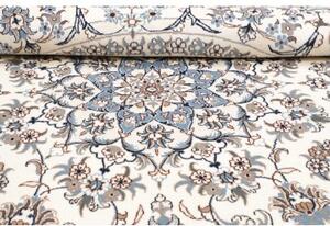 Tappeto Nain Kashmar Medaglione Floreale Avorio Blu Polvere Rotondo 244x250 Cm
