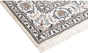 Tappeto Nain Kashmar Medaglione Floreale Avorio Blu Scuro Quadrato 195x205 Cm