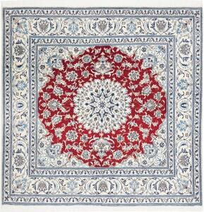Tappeto Nain Kashmar Medaglione Floreale Avorio Rosso Quadrato 194x192 Cm