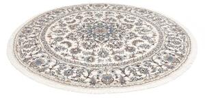 Tappeto Nain Kashmar Medaglione Floreale Avorio Blu Polvere Rotondo 244x250 Cm