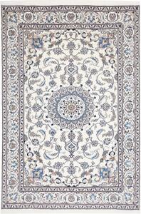 Tappeto Nain Kashmar Medaglione Floreale Avorio Blu 198x295 Cm