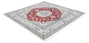 Tappeto Nain Kashmar Medaglione Floreale Avorio Rosso Quadrato 194x192 Cm