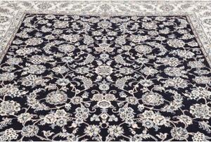 Tappeto Nain Kashmar Floreale Blu Scuro Bianco Avorio 245x295 Cm