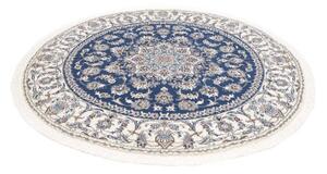 Tappeto Nain Kashmar Medaglione Floreale Blu Avorio Rotondo 200x200 Cm