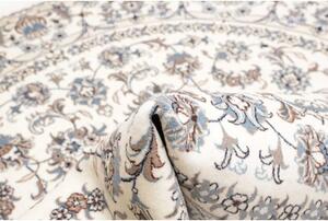 Tappeto Nain Kashmar Medaglione Floreale Avorio Blu Polvere Rotondo 244x250 Cm