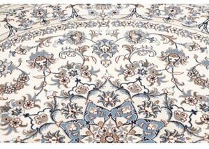 Tappeto Nain Kashmar Medaglione Floreale Avorio Blu Polvere Rotondo 244x250 Cm