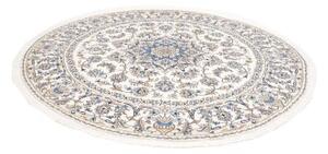 Tappeto Nain Kashmar Medaglione Floreale Avorio Blu Rotondo 242x251 Cm
