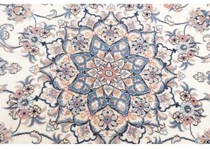 Tappeto Nain Kashmar Medaglione Floreale Avorio Blu Rotondo 202x198 Cm