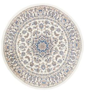 Tappeto Nain Kashmar Medaglione Floreale Avorio Blu Rotondo 242x251 Cm