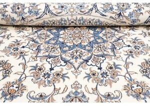 Tappeto Nain Kashmar Medaglione Floreale Avorio Blu Rotondo 242x251 Cm