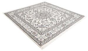 Tappeto Nain Kashmar Medaglione Floreale Avorio Blu Scuro Quadrato 195x205 Cm