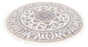 Tappeto Nain Kashmar Medaglione Floreale Avorio Blu Rotondo 202x198 Cm