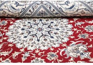 Tappeto Nain Kashmar Medaglione Floreale Avorio Rosso Quadrato 194x192 Cm