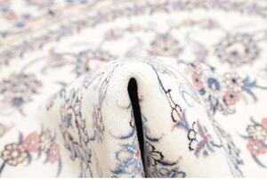 Tappeto Nain Kashmar Medaglione Floreale Avorio Blu Rotondo 202x198 Cm