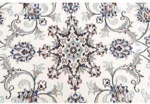 Tappeto Nain Kashmar Medaglione Floreale Avorio Blu Rotondo 140x152 Cm