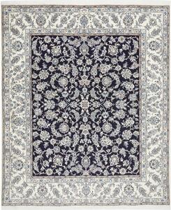 Tappeto Nain Kashmar Floreale Blu Scuro Bianco Avorio 245x295 Cm