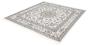 Tappeto Nain Kashmar Medaglione Floreale Avorio Blu Scuro Quadrato 195x205 Cm