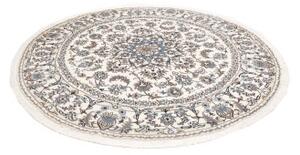 Tappeto Nain Kashmar Medaglione Floreale Avorio Blu Polvere Rotondo 244x250 Cm