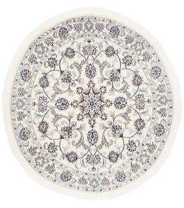 Tappeto Nain Kashmar Medaglione Floreale Avorio Blu Rotondo 140x152 Cm