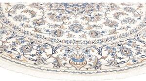 Tappeto Nain Kashmar Medaglione Floreale Avorio Blu Rotondo 242x251 Cm