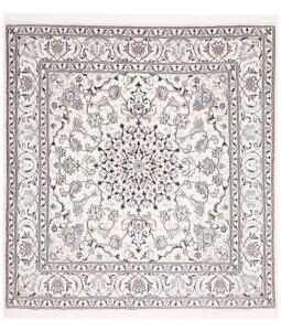 Tappeto Nain Kashmar Medaglione Floreale Avorio Blu Scuro Quadrato 195x205 Cm