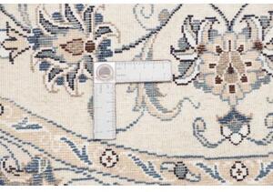 Tappeto Nain Kashmar Medaglione Floreale Avorio Blu Rotondo 140x152 Cm