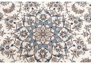 Tappeto Nain Kashmar Medaglione Floreale Avorio Blu Polvere Rotondo 244x250 Cm
