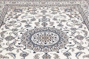 Tappeto Nain Kashmar Medaglione Floreale Avorio Blu 198x295 Cm