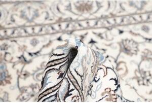 Tappeto Nain Kashmar Medaglione Floreale Avorio Blu Scuro Quadrato 195x205 Cm