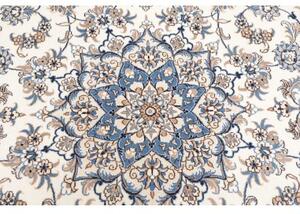 Tappeto Nain Kashmar Medaglione Floreale Avorio Blu Rotondo 242x251 Cm