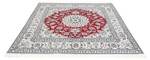 Tappeto Nain Kashmar Medaglione Floreale Avorio Rosso Quadrato 194x192 Cm