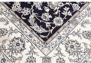 Tappeto Nain Kashmar Floreale Blu Scuro Bianco Avorio 245x295 Cm
