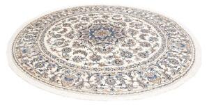 Tappeto Nain Kashmar Medaglione Floreale Avorio Blu Rotondo 242x251 Cm