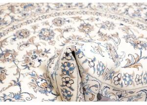 Tappeto Nain Kashmar Medaglione Floreale Avorio Blu Rotondo 242x251 Cm
