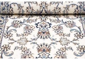 Tappeto Nain Kashmar Medaglione Floreale Avorio Blu Corsia 80x395 Cm