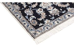 Tappeto Nain Kashmar Medaglione Floreale Blu Scuro Avorio Corsia 78x300 Cm