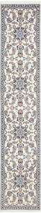 Tappeto Nain Kashmar Medaglione Floreale Avorio Blu Corsia 80x395 Cm