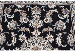 Tappeto Nain Kashmar Medaglione Floreale Blu Scuro Avorio Corsia 78x300 Cm