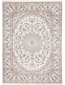 Tappeto Nain Kashmar Medaglione Floreale Avorio Blu Polvere 243x340 Cm