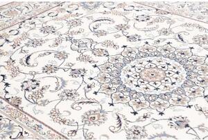 Tappeto Nain Kashmar Medaglione Floreale Avorio Azzurro 198x295 Cm