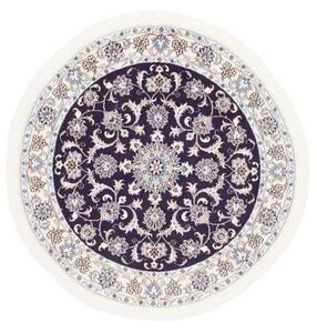 Tappeto Nain Kashmar Medaglione Floreale Blu Scuro Avorio Rotondo 146x146 Cm
