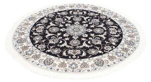 Tappeto Nain Kashmar Medaglione Floreale Blu Scuro Avorio Rotondo 142x147 Cm