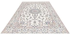 Tappeto Nain Kashmar Medaglione Floreale Avorio Azzurro 198x295 Cm