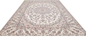 Tappeto Nain Kashmar Medaglione Floreale Avorio Blu Polvere 243x340 Cm