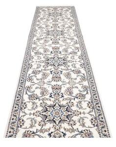 Tappeto Nain Kashmar Medaglione Floreale Avorio Blu Corsia 80x395 Cm