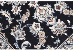 Tappeto Nain Kashmar Medaglione Floreale Blu Scuro Avorio Corsia 78x300 Cm