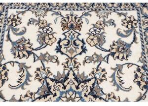 Tappeto Nain Kashmar Medaglione Floreale Avorio Blu Corsia 80x395 Cm