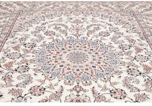 Tappeto Nain Kashmar Medaglione Floreale Avorio Blu Polvere 243x340 Cm