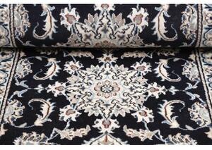 Tappeto Nain Kashmar Medaglione Floreale Blu Scuro Avorio Corsia 78x300 Cm
